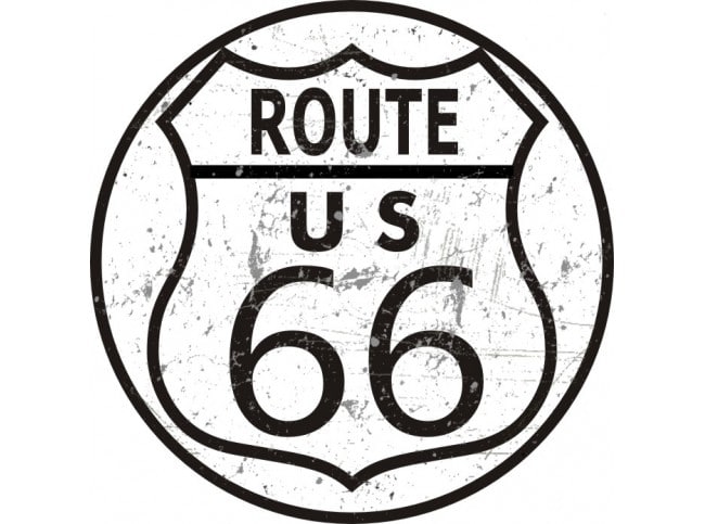 Route 66 Large Round tin metal sign – Nostalgia Highway