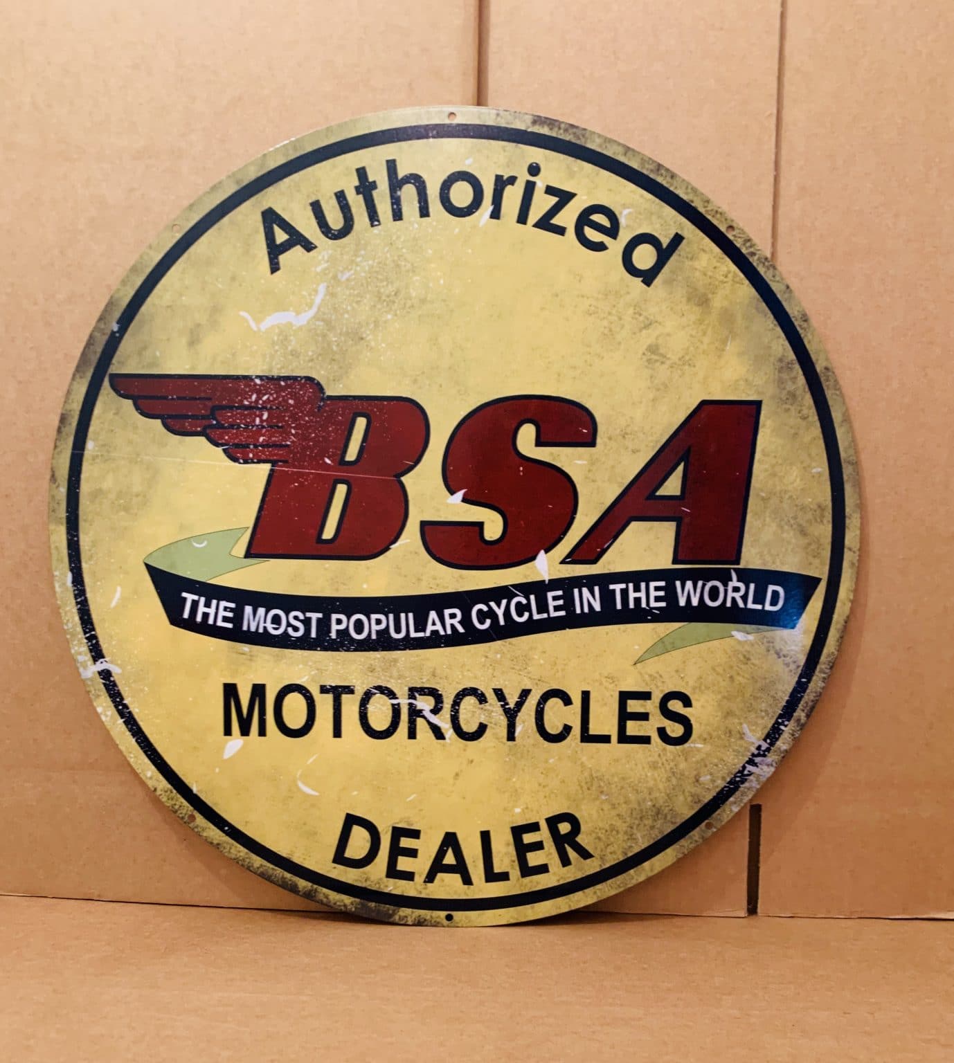 BSA large round tin metal sign - Nostalgia Highway