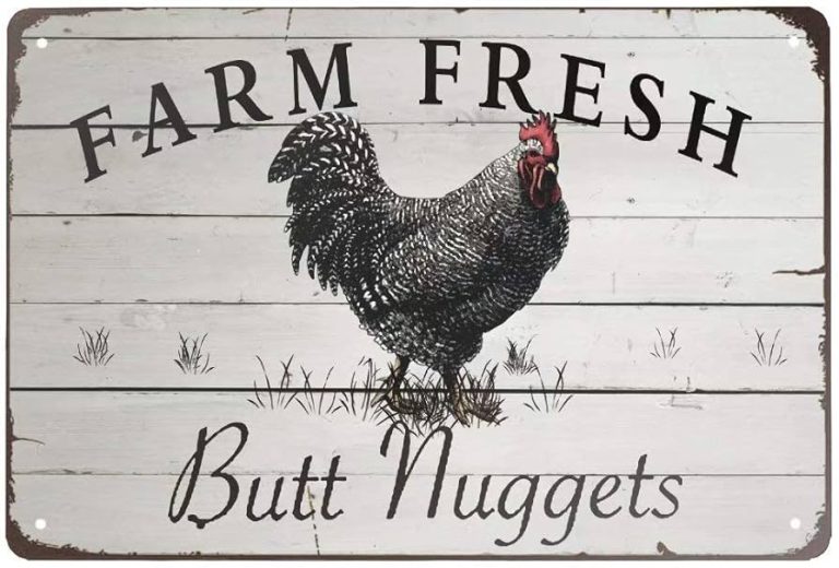 Farm Fresh Butt Nuggets tin metal sign - Nostalgia Highway