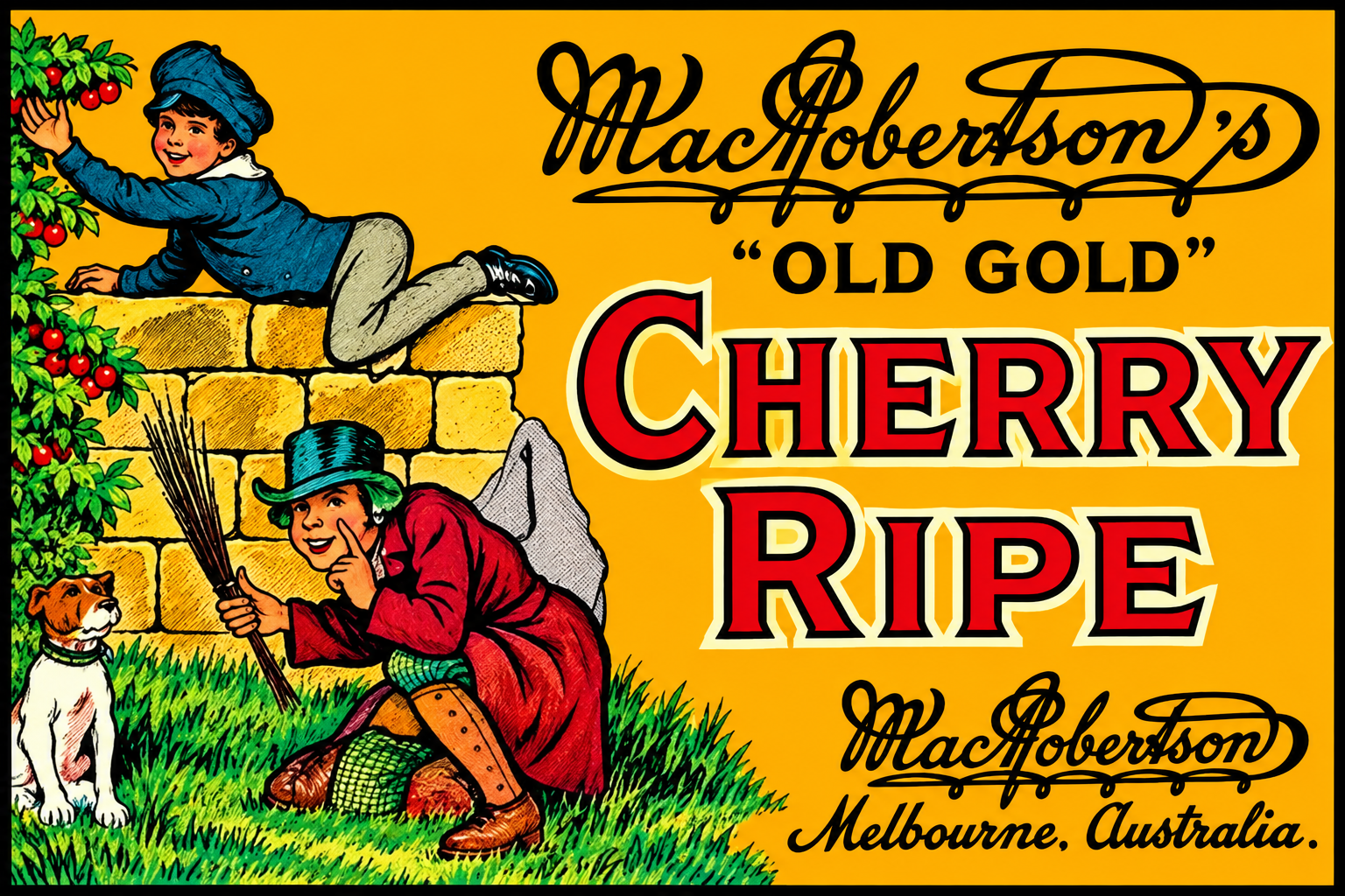 Cherry Ripe tin metal sign