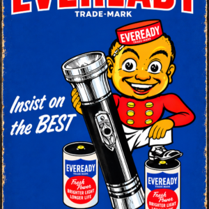Eveready Batteries tin metal sign