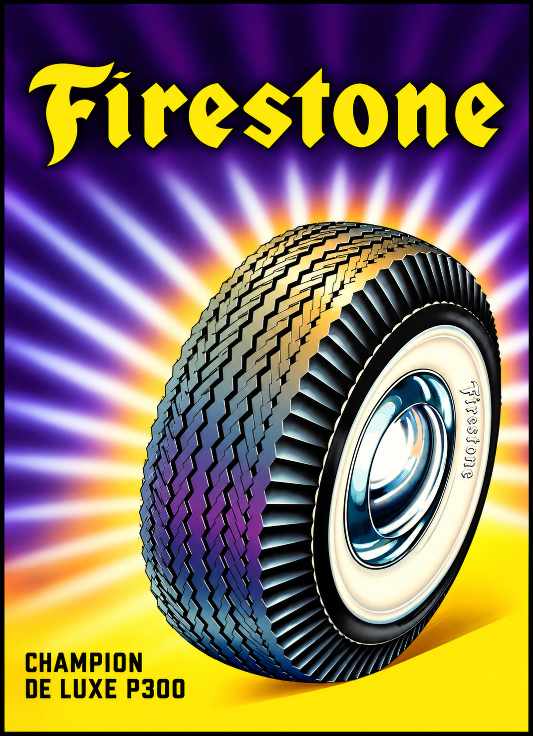 Firestone tin metal sign