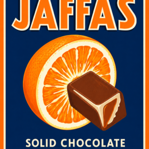 Jaffas tin metal sign